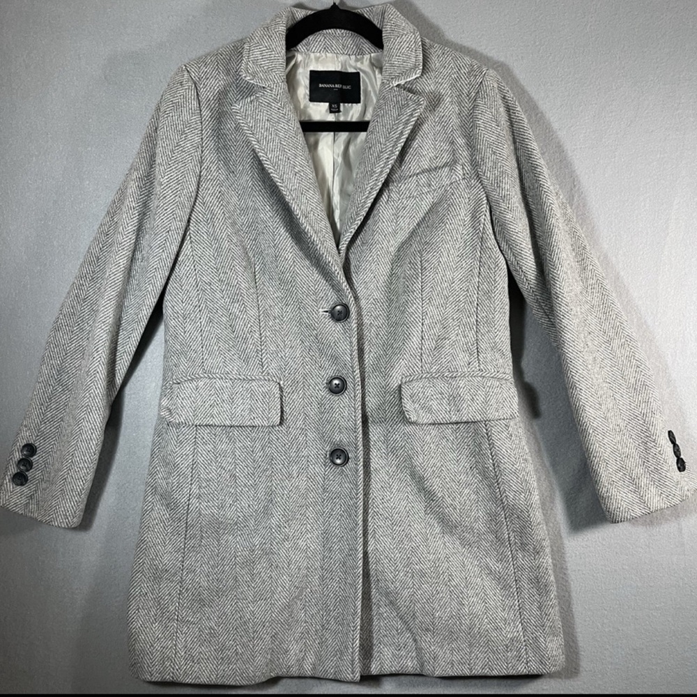 Banana Republic Women's Light Gray Pea Coat